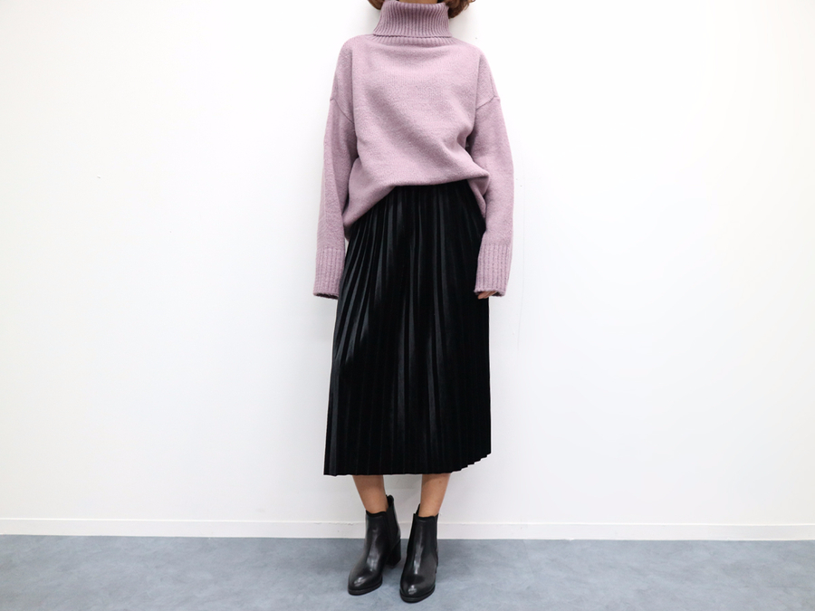 Velvet bending Pleats Long skirt Pleated skirt