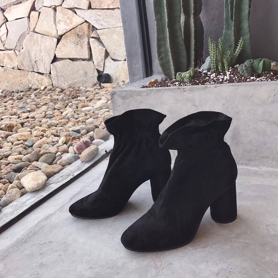 Basic Suede Bending Angle Boots 30s Women Winter A