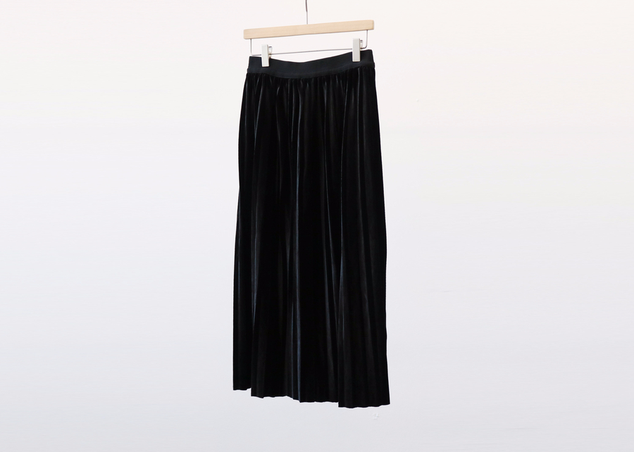 Velvet bending Pleats Long skirt Pleated skirt