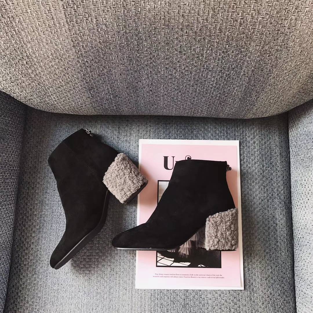 Daily suede Poggle-heeled angle boots Women's 3