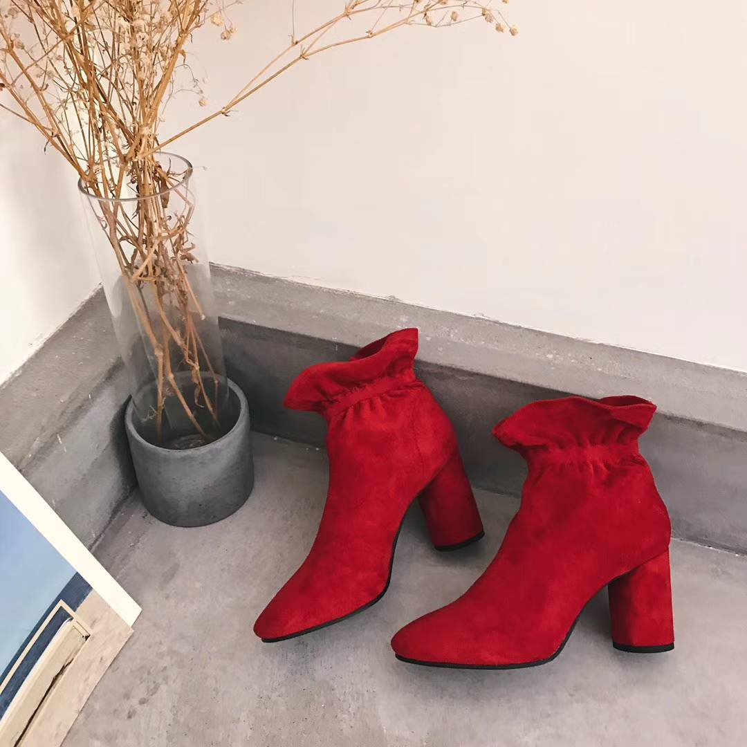 Basic Suede Bending Angle Boots 30s Women Winter A
