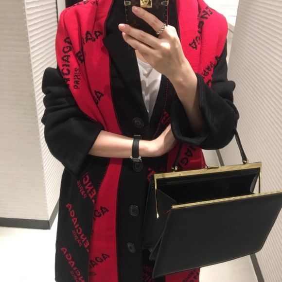 Big size wool muffler black, red winter daily fash