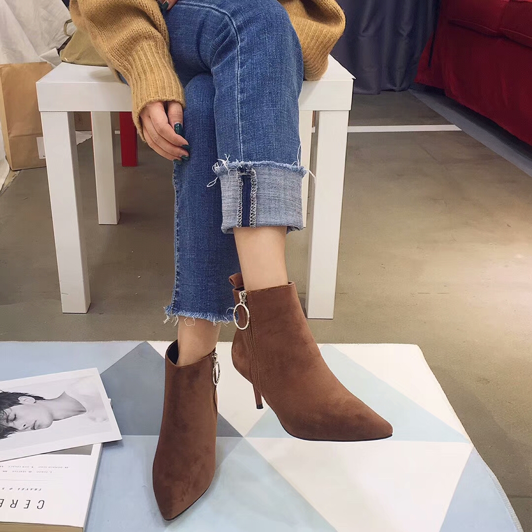 Stiletto suede incision angle boots 30s Women Wint