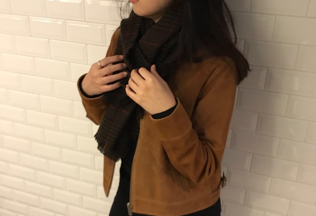 Hound Check Muffler Winter Shawl Pattern Big Size 