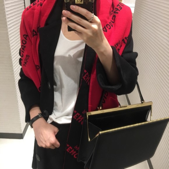 Big size wool muffler black, red winter daily fash