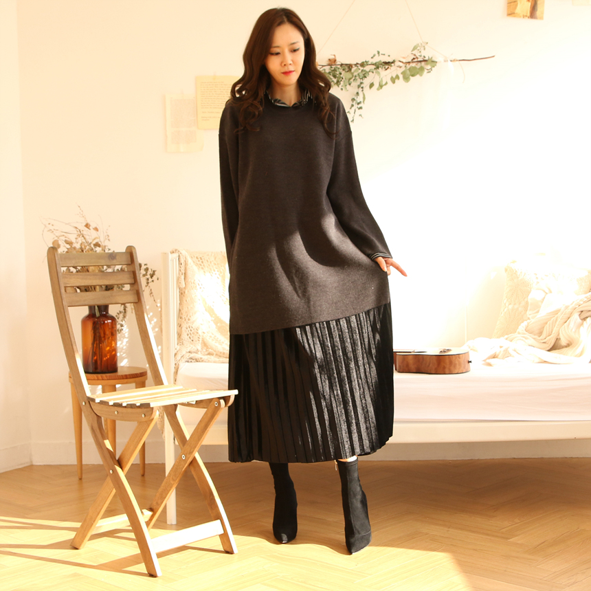 Velvet Long Pleated Flare A Line Pleated Fall Skir