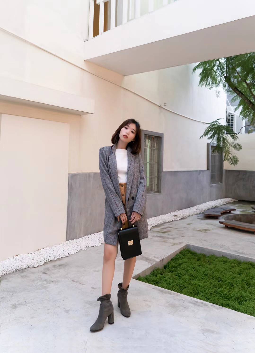 Basic Suede Bending Angle Boots 30s Women Winter A