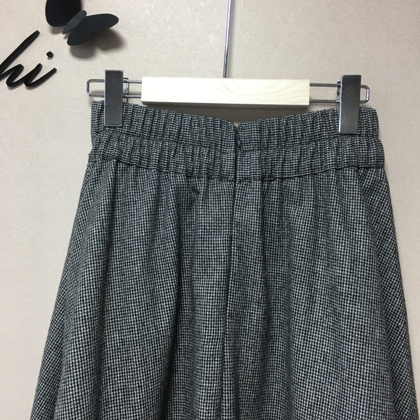 Check flare Pleated A-line long skirt 2color Herri