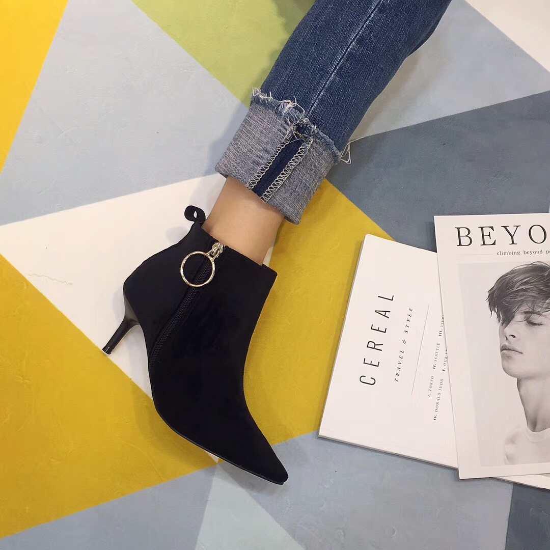 Stiletto suede incision angle boots 30s Women Wint