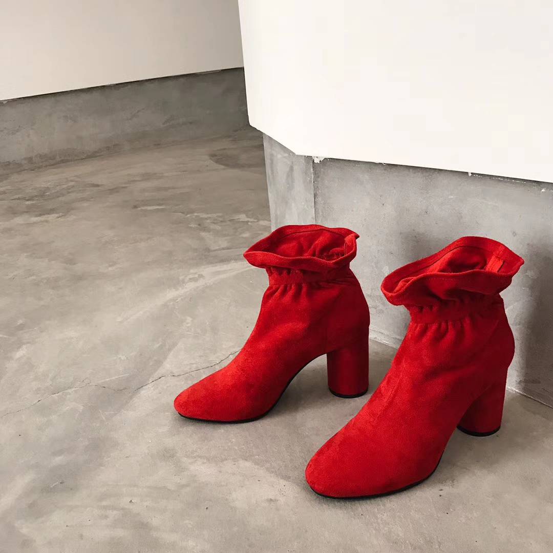 Basic Suede Bending Angle Boots 30s Women Winter A