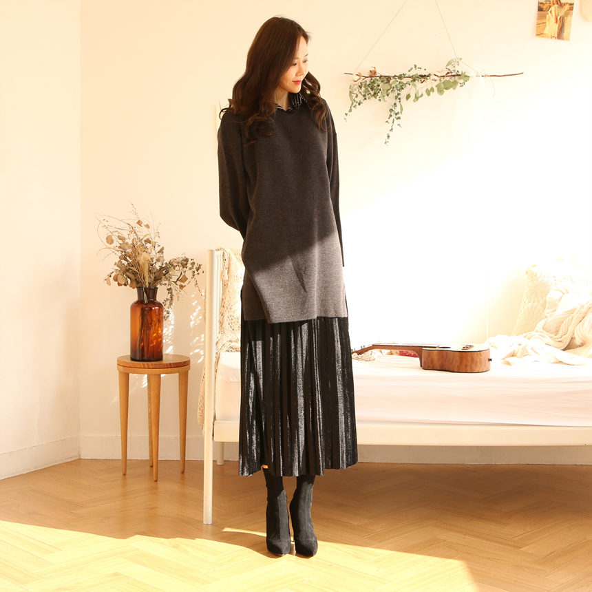 Velvet Long Pleated Flare A Line Pleated Fall Skir