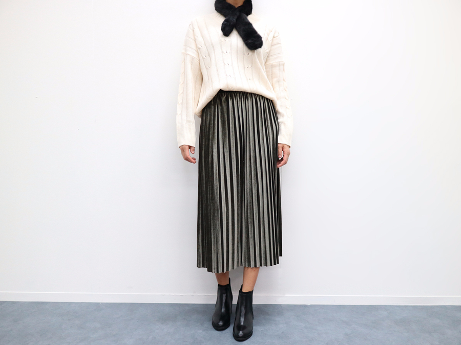 Velvet bending Pleats Long skirt Pleated skirt