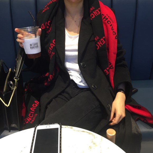 Big size wool muffler black, red winter daily fash