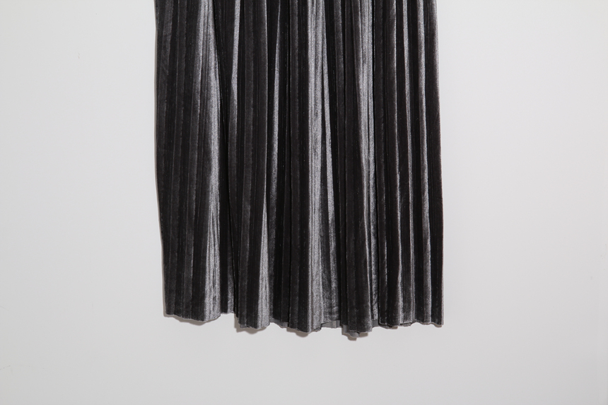 Velvet Long Pleated Flare A Line Pleated Fall Skir
