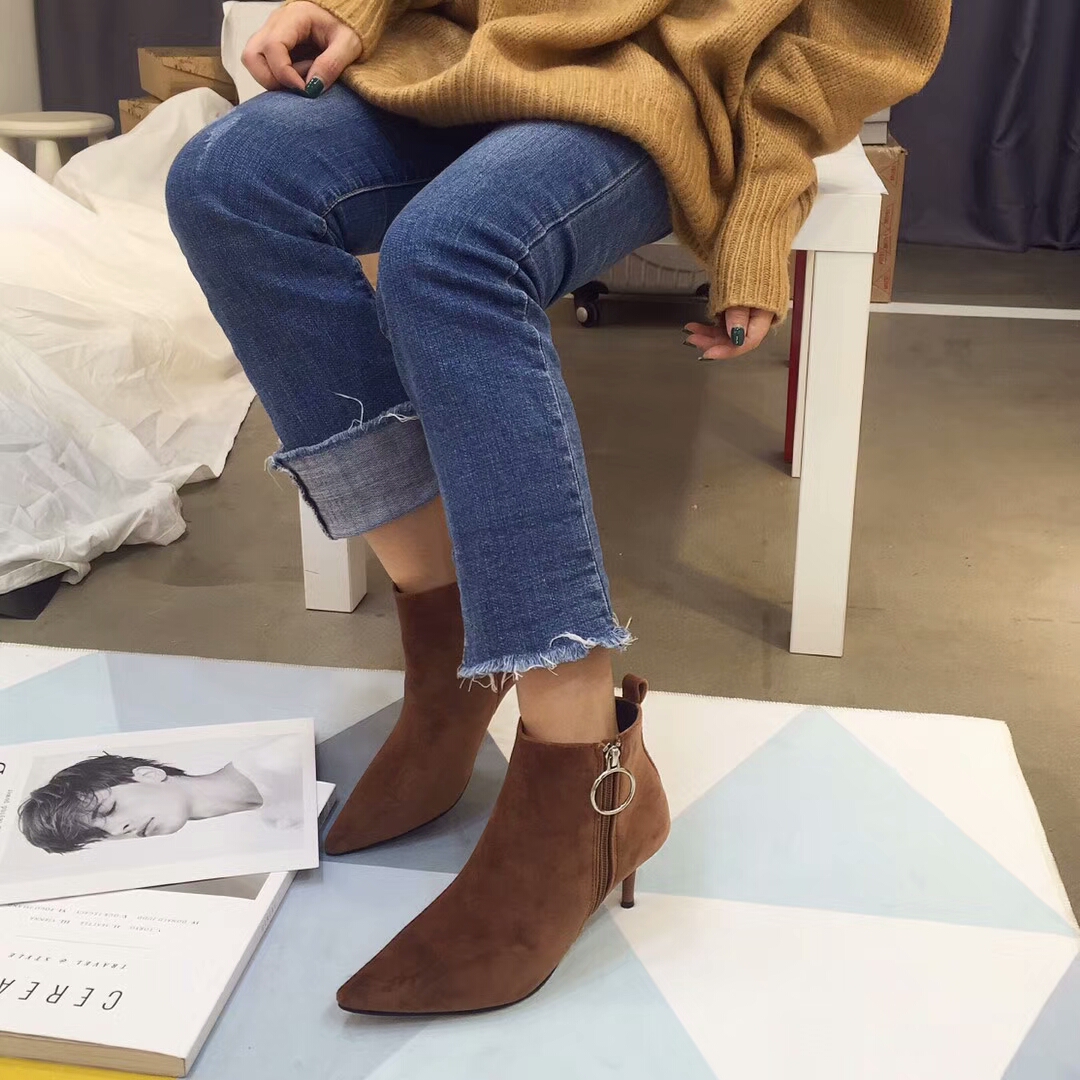 Stiletto suede incision angle boots 30s Women Wint