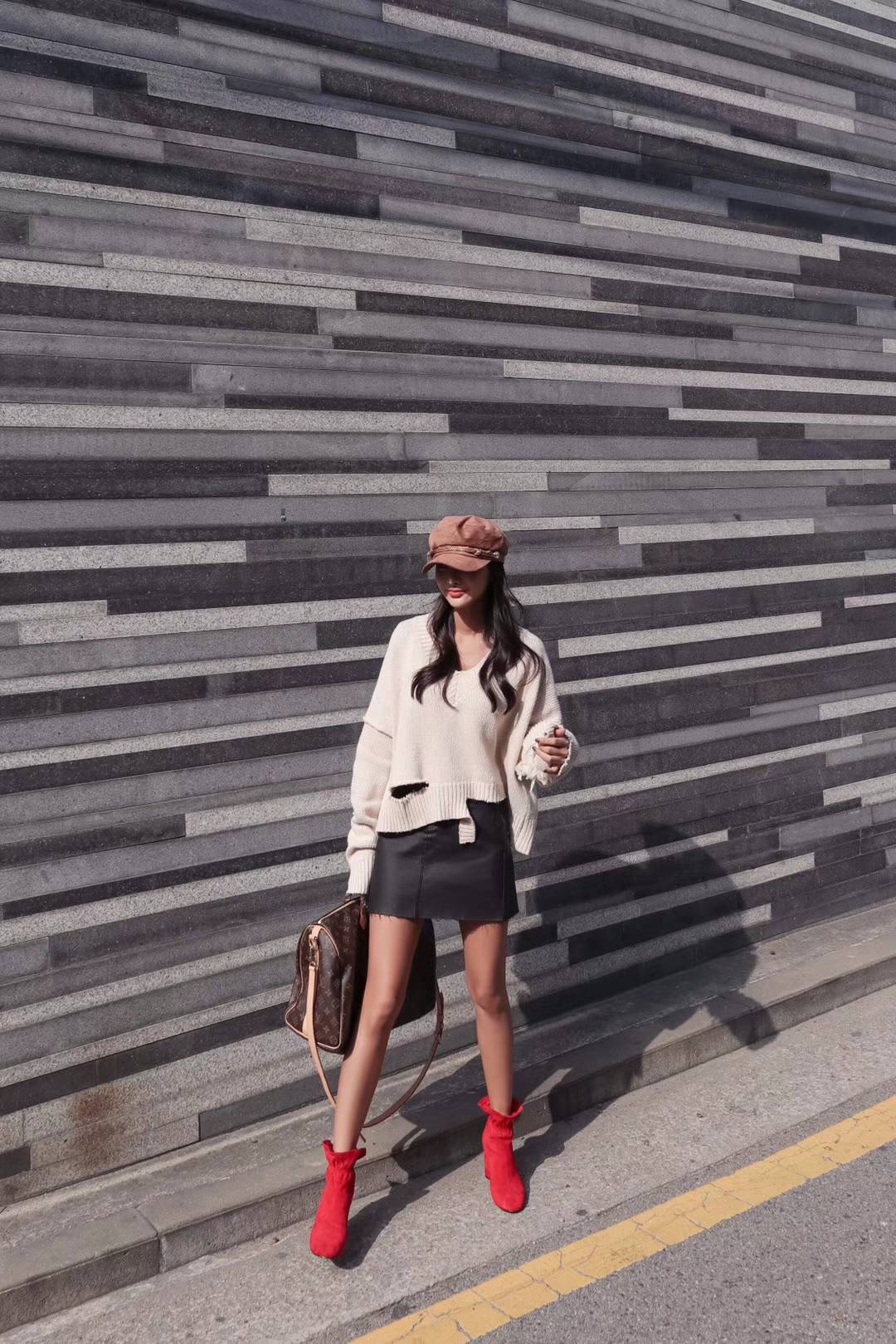 Basic Suede Bending Angle Boots 30s Women Winter A