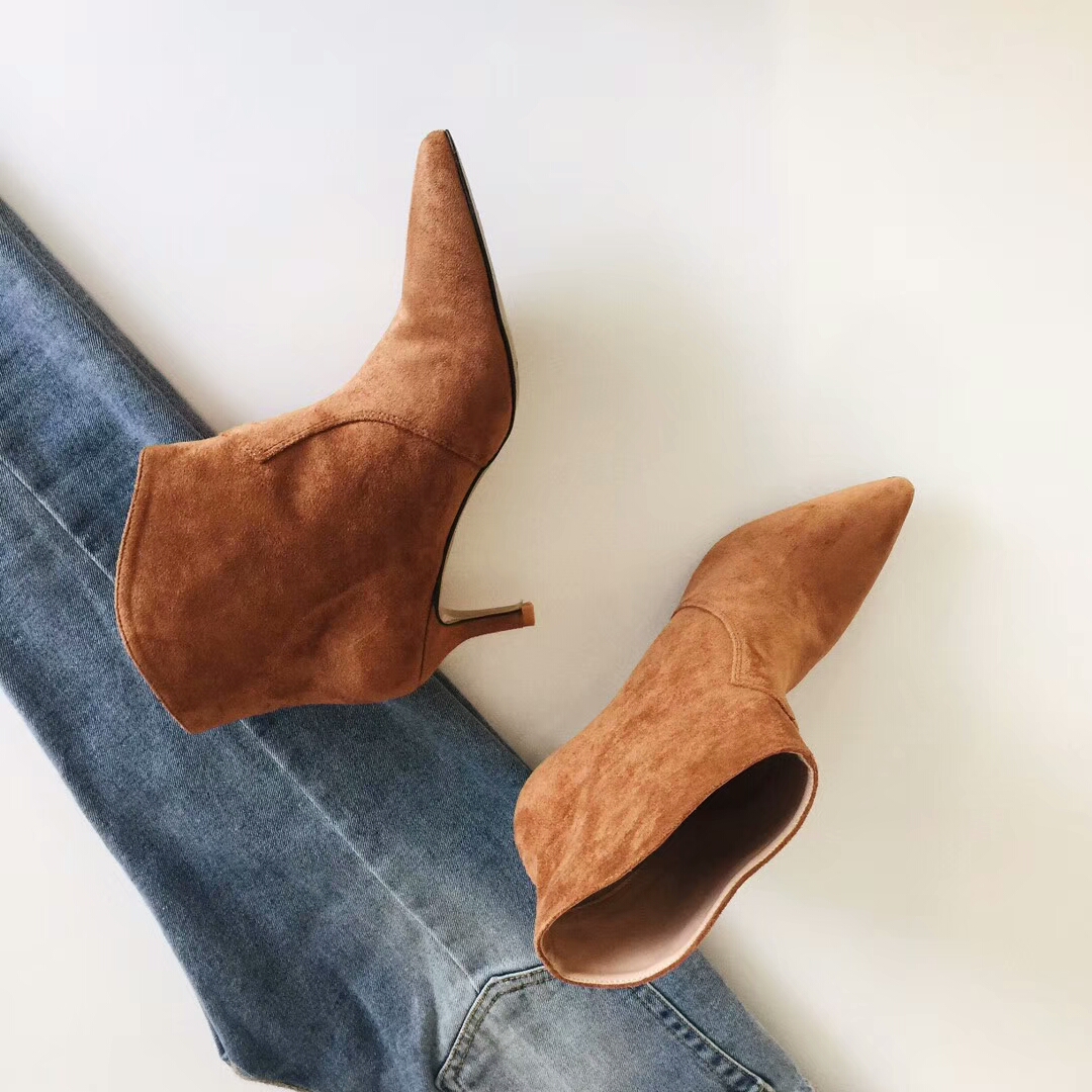 Basic Stiletto Suede Angle Boots 30 Women Winter A