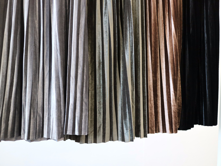 Velvet bending Pleats Long skirt Pleated skirt
