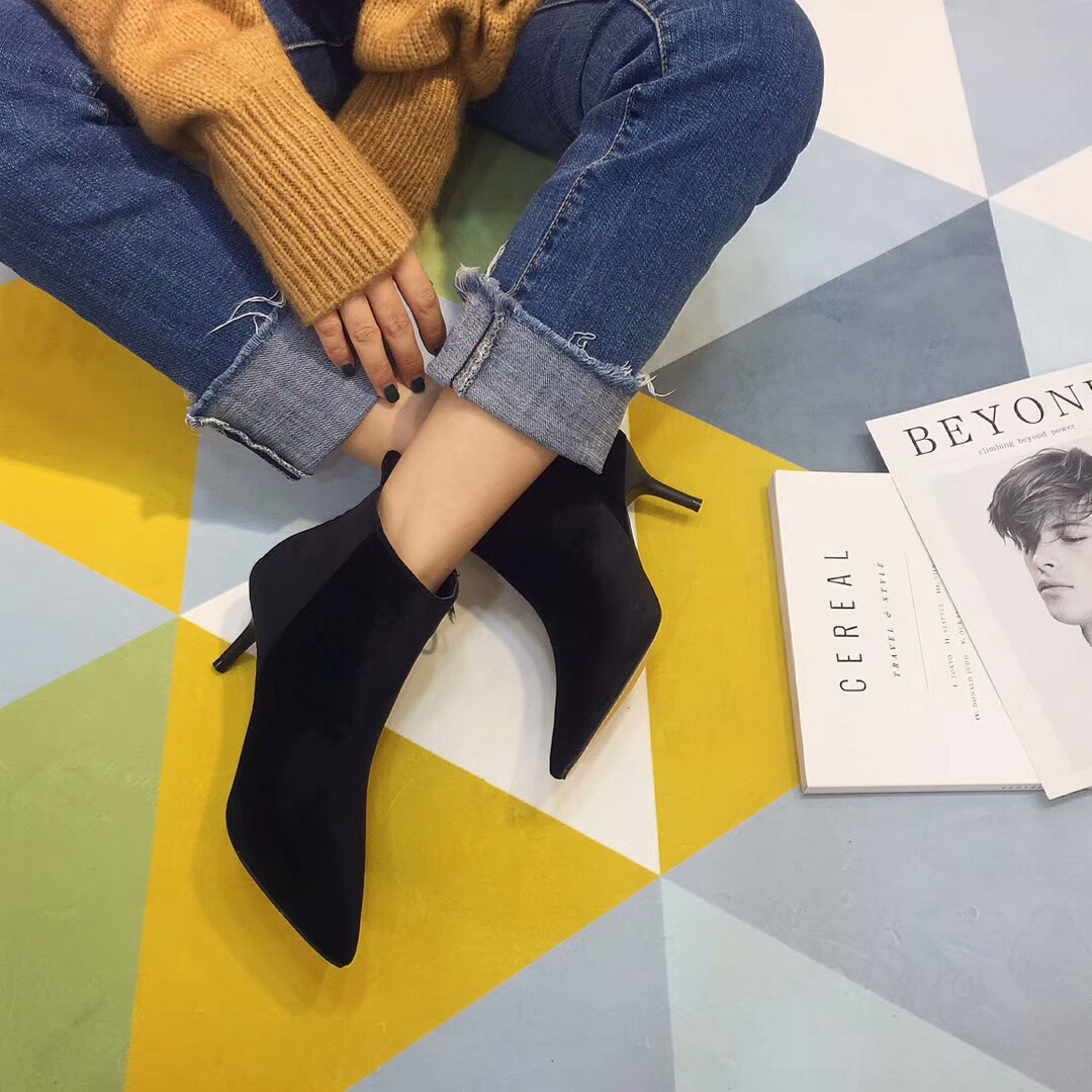 Stiletto suede incision angle boots 30s Women Wint