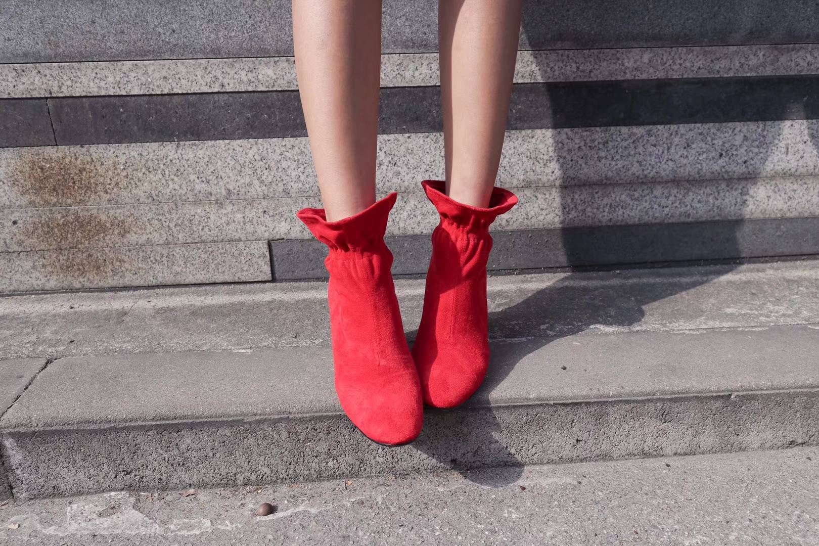 Basic Suede Bending Angle Boots 30s Women Winter A