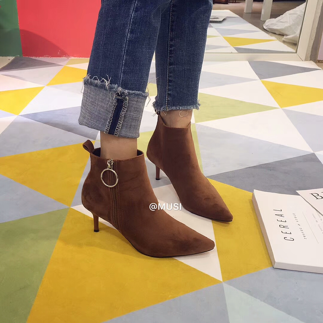 Stiletto suede incision angle boots 30s Women Wint