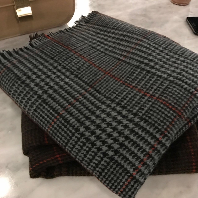 Hound Check Muffler Winter Shawl Pattern Big Size 