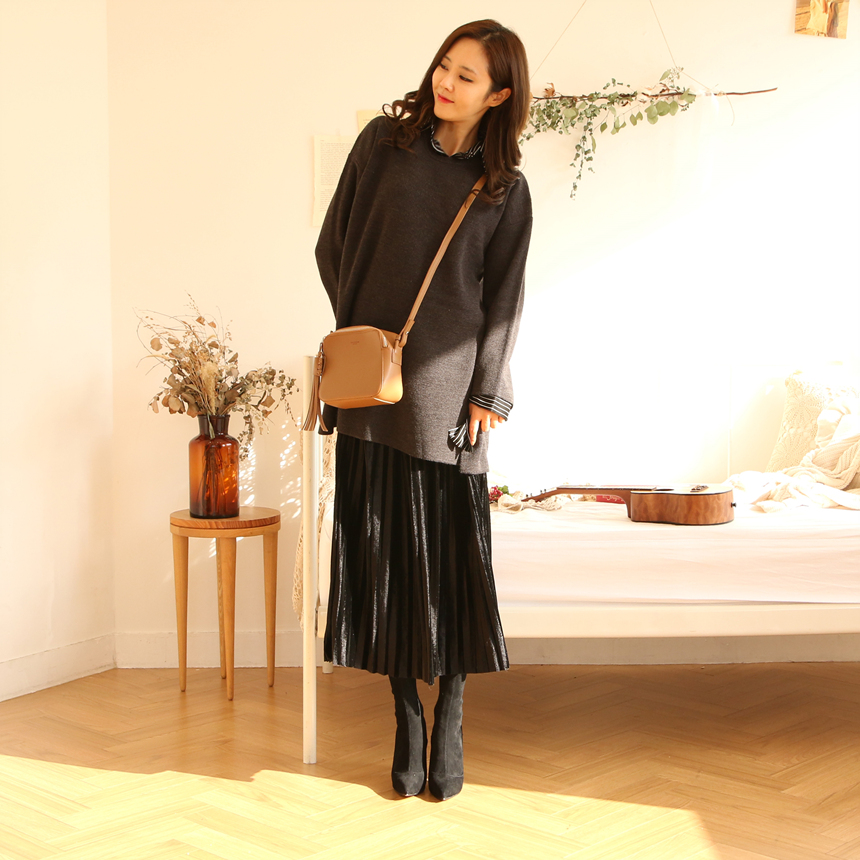 Velvet Long Pleated Flare A Line Pleated Fall Skir