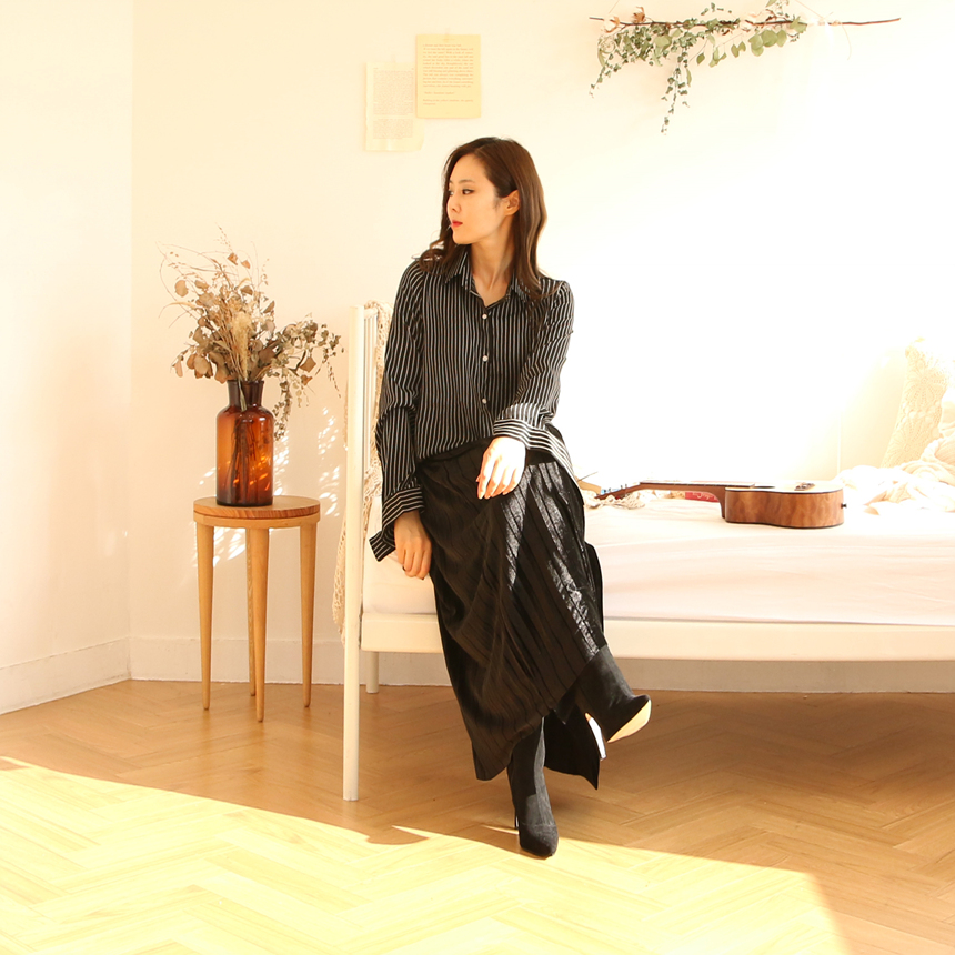 Velvet Long Pleated Flare A Line Pleated Fall Skir