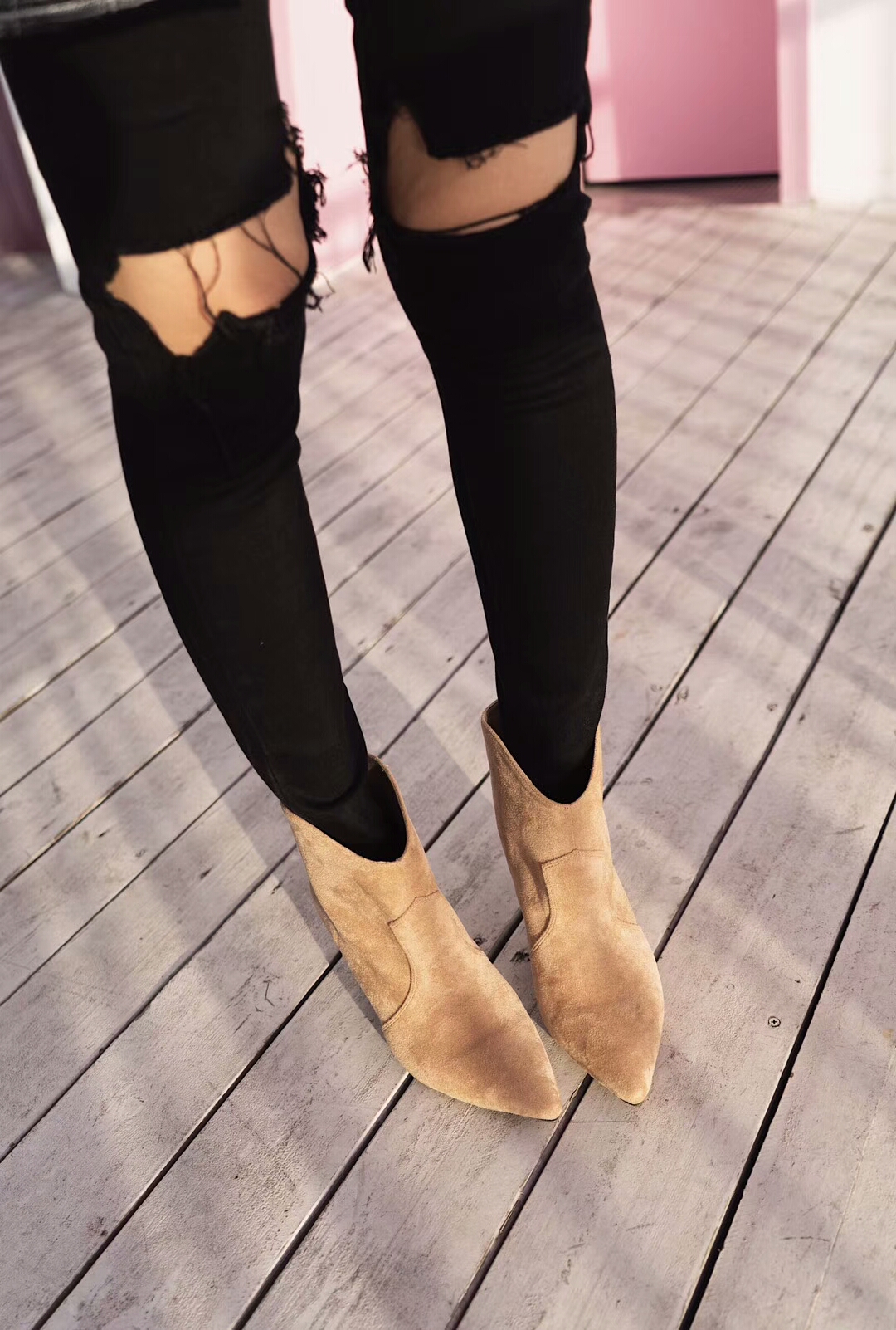 Basic Stiletto Suede Angle Boots 30 Women Winter A