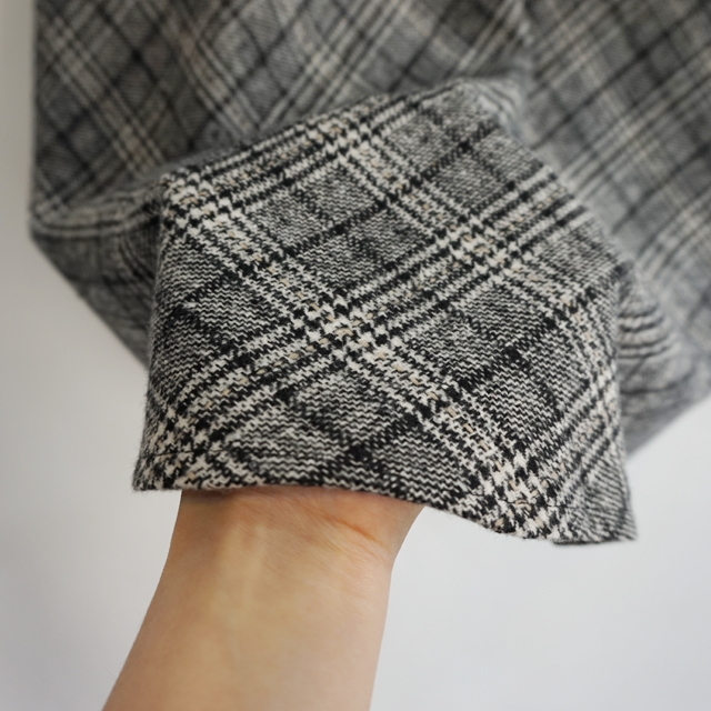 Wool Check Flare Long Skirt Winter Banding Skirt A