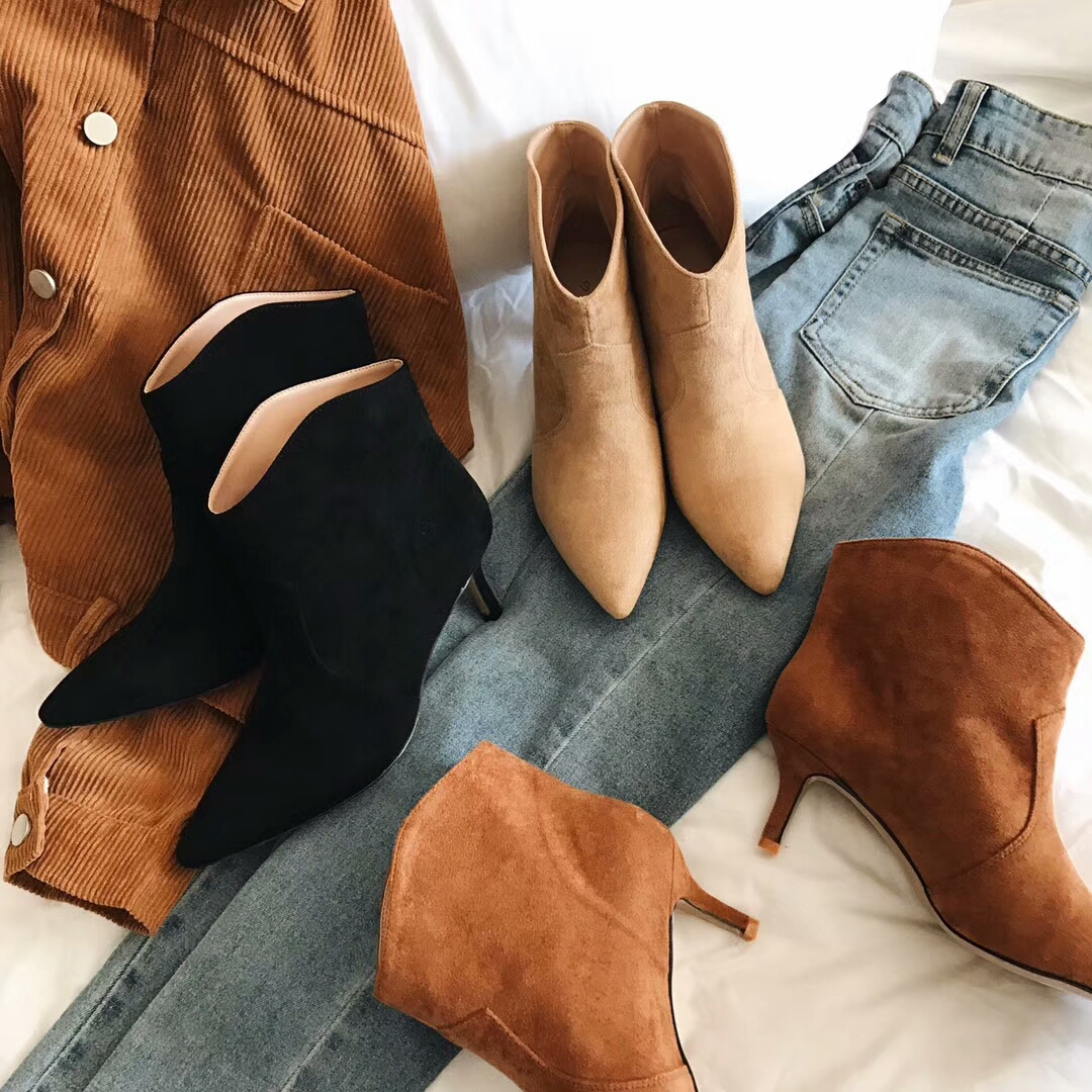 Basic Stiletto Suede Angle Boots 30 Women Winter A