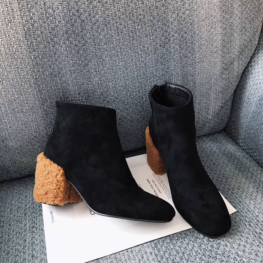 Daily suede Poggle-heeled angle boots Women's 3