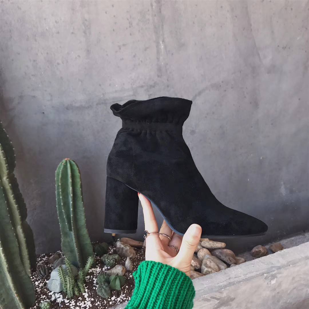Basic Suede Bending Angle Boots 30s Women Winter A