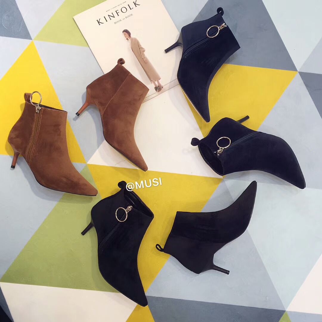 Stiletto suede incision angle boots 30s Women Wint