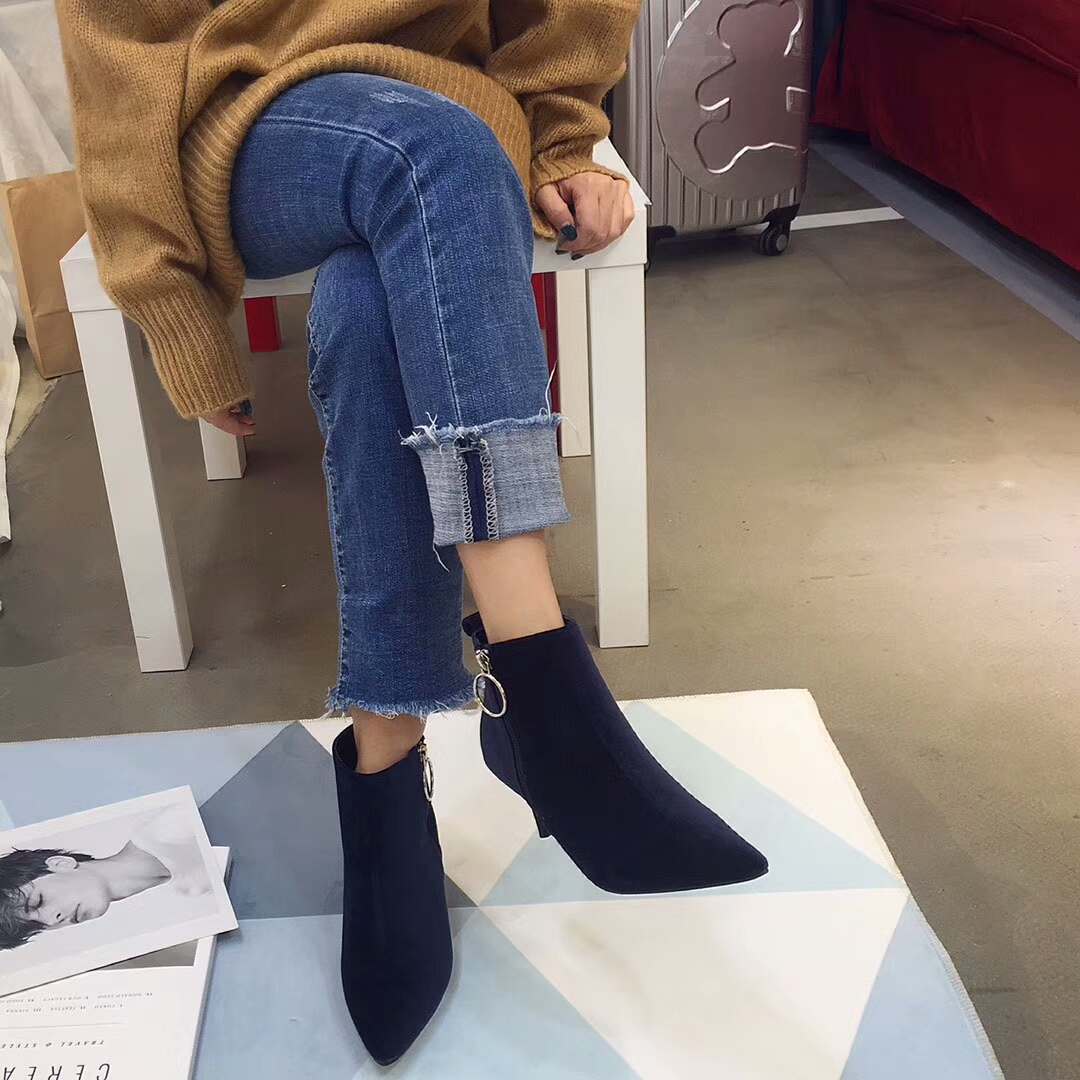 Stiletto suede incision angle boots 30s Women Wint