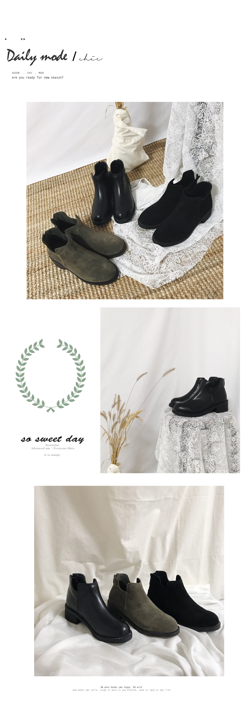 Natural cowhide leather boots Ankle mid-heeled tax