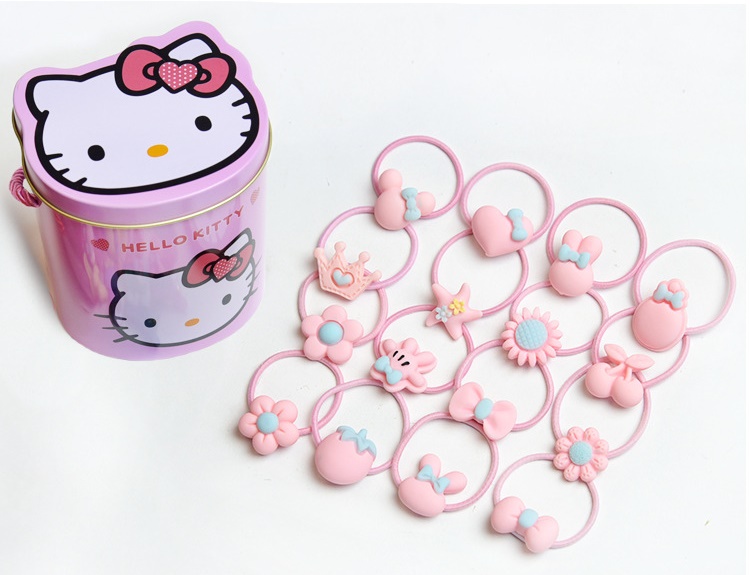 Hair Accessories Kitty Tin Case Rubber Strap Funny