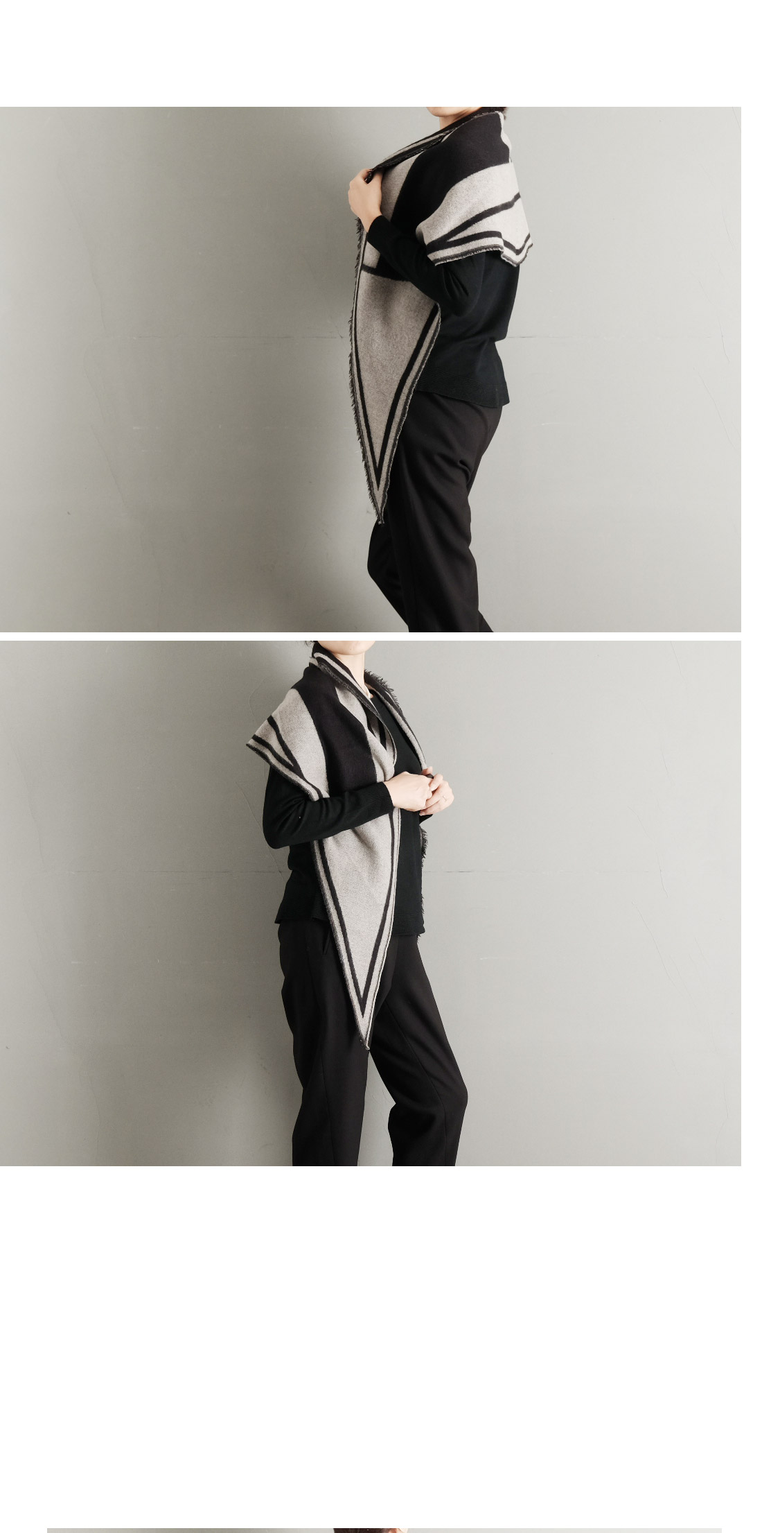 H logo two-sided triangular shoulder shawl autumn 