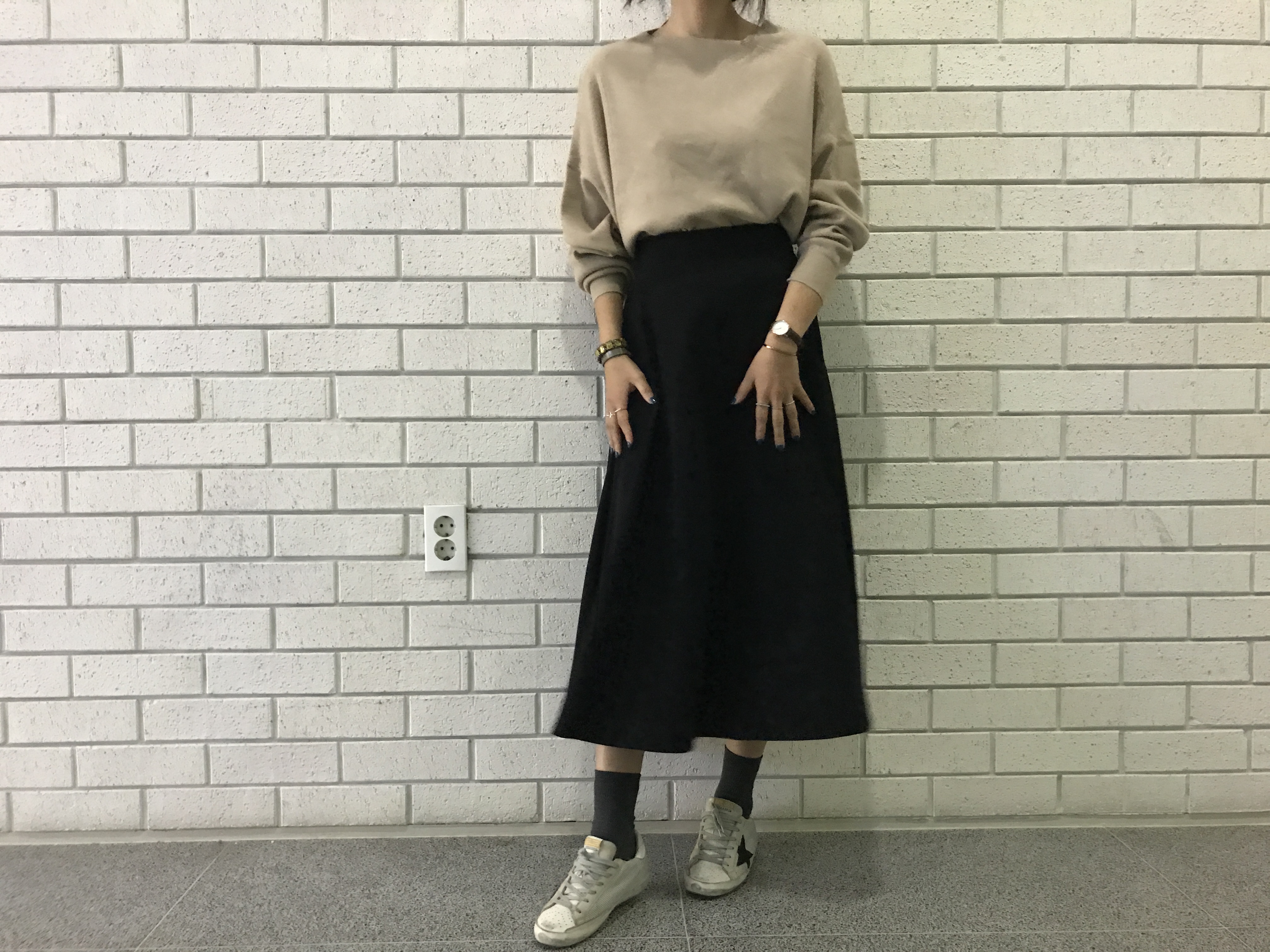 Suede Flare skirt Winter skirt Pleated check Long 