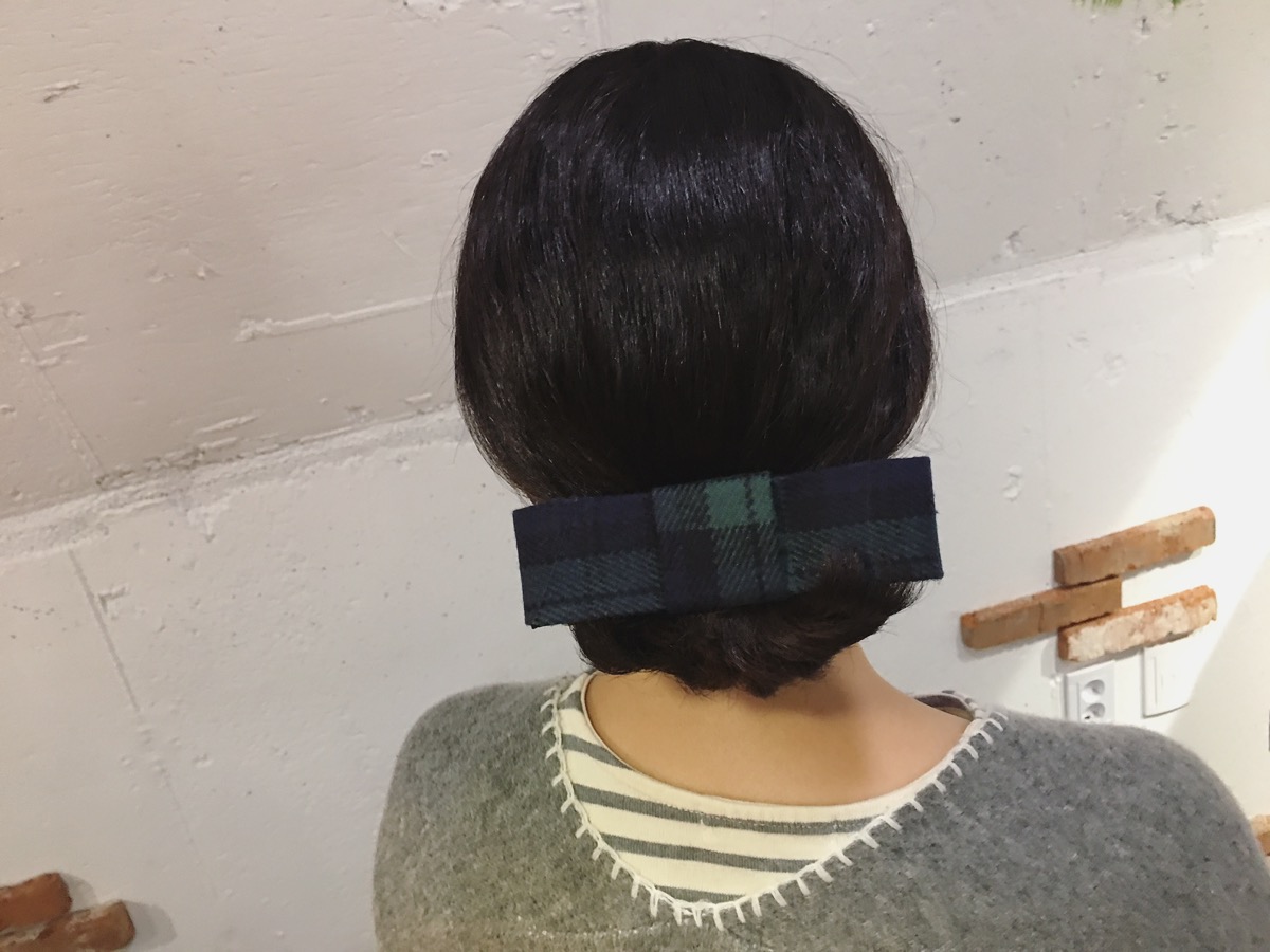 Hair Accessories Green check wool ribbon pin Handm