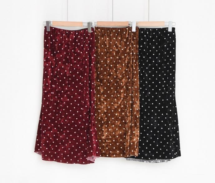 Velvet polka dot skirt dot mermaid long skirt