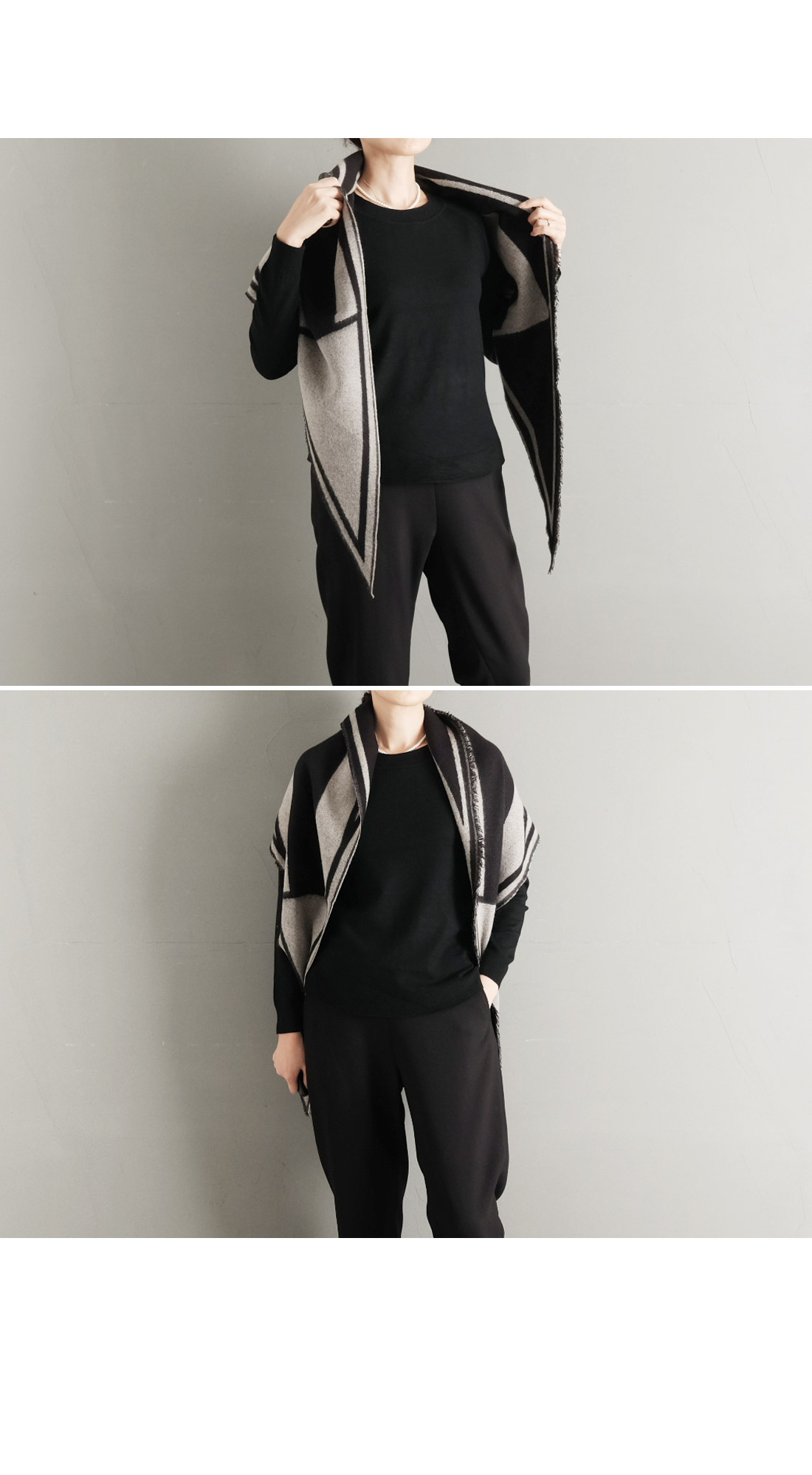 H logo two-sided triangular shoulder shawl autumn 