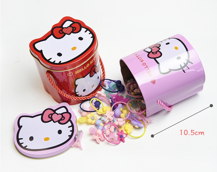 Hair Accessories Kitty Tin Case Rubber Strap Funny