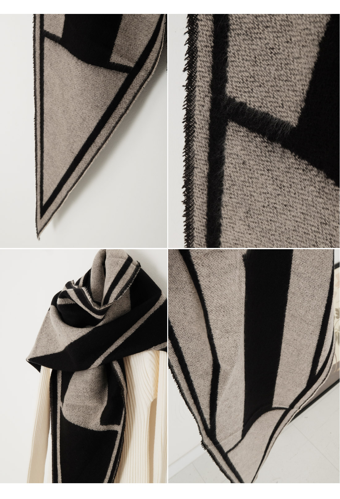 H logo two-sided triangular shoulder shawl autumn 