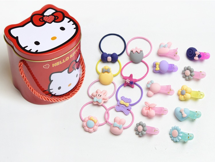 Hair Accessories Kitty Tin Case Rubber Strap Funny