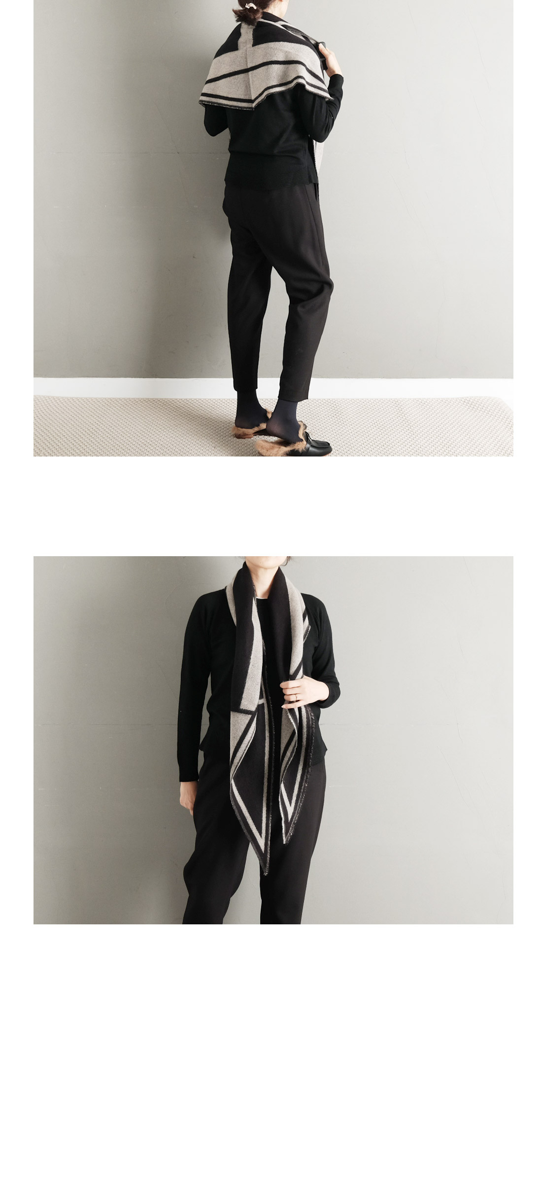 H logo two-sided triangular shoulder shawl autumn 