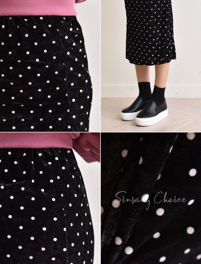 Velvet polka dot skirt dot mermaid long skirt