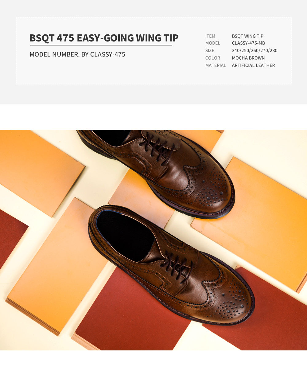 BSQT 475 Width Tip Derby Dress Shoes Brown 20's