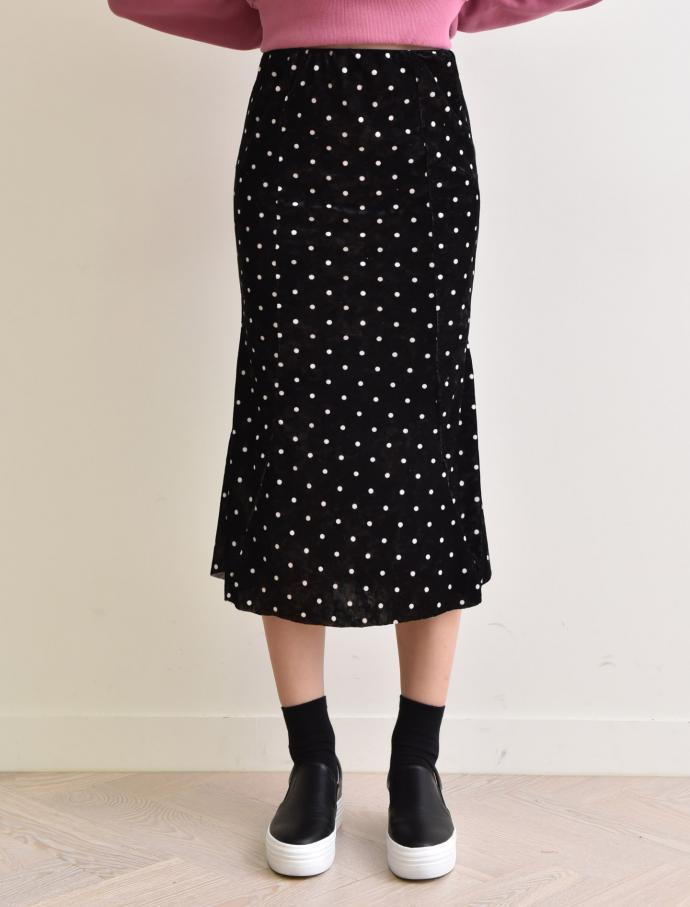 Velvet polka dot skirt dot mermaid long skirt