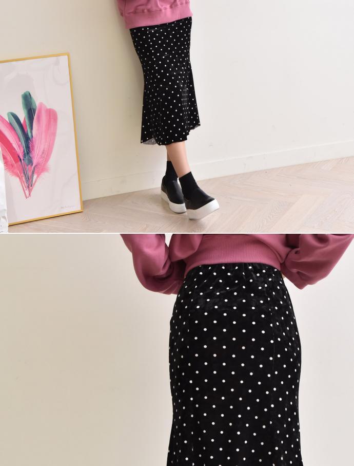 Velvet polka dot skirt dot mermaid long skirt